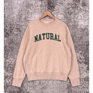 New Museum Of Peace & Quiet Sweater Large Mens Natural Jacquard Knit Pullover